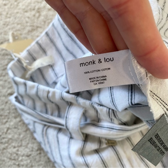BNWT Monk & Lou White High Rise Pinstripe Paperbag Waist Pants - Picture 12 of 14